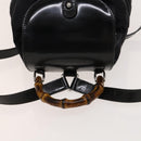 GUCCI Bamboo Backpack Canvas Black Silver 003 1998 0030 Auth 140163-6