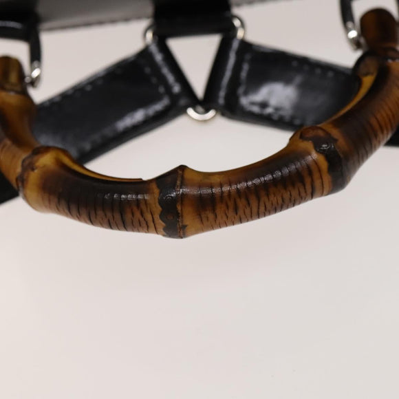 GUCCI Bamboo Backpack Canvas Black Silver 003 1998 0030 Auth 140163