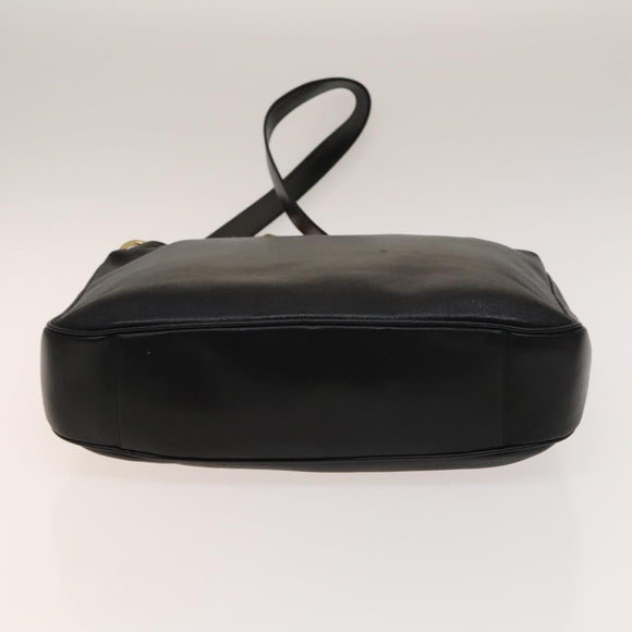 GUCCI Bamboo Shoulder Bag Leather 2way Black Gold 001 3444 1577 Auth 140164