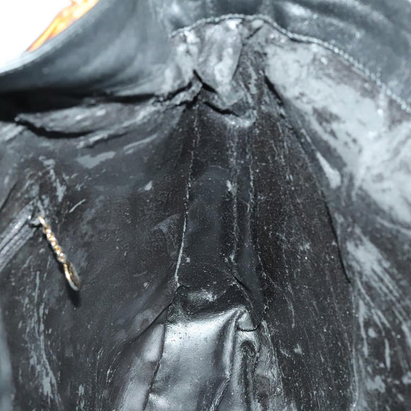 GUCCI Bamboo Shoulder Bag Leather 2way Black Gold 001 3444 1577 Auth 140164