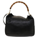 GUCCI Bamboo Shoulder Bag Leather 2way Black Gold 001 3444 1577 Auth 140164-13