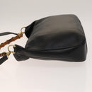 GUCCI Bamboo Shoulder Bag Leather 2way Black Gold 001 3444 1577 Auth 140164-4