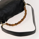 GUCCI Bamboo Shoulder Bag Leather 2way Black Gold 001 3444 1577 Auth 140164-7