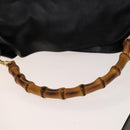 GUCCI Bamboo Shoulder Bag Leather 2way Black Gold 001 3444 1577 Auth 140164-8