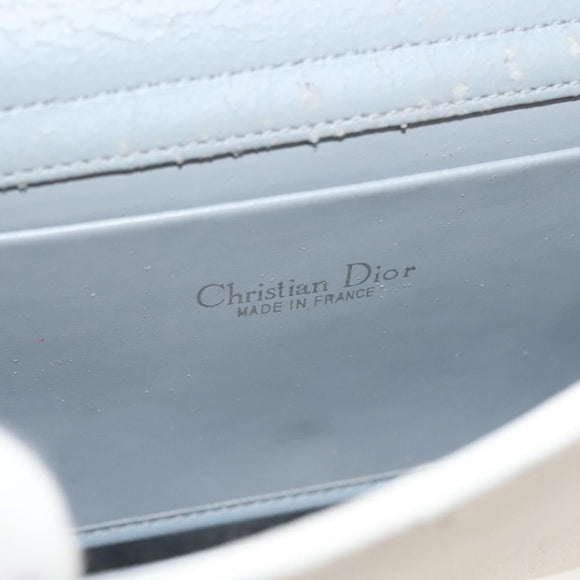 Christian Dior Honeycomb Canvas Chain Shoulder Bag PVC White Gold Auth 140166