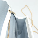 Christian Dior Honeycomb Canvas Chain Shoulder Bag PVC White Gold Auth 140166-18