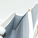 Christian Dior Honeycomb Canvas Chain Shoulder Bag PVC White Gold Auth 140166-19