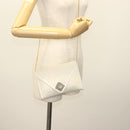 Christian Dior Honeycomb Canvas Chain Shoulder Bag PVC White Gold Auth 140166-21