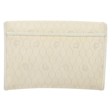 Christian Dior Honeycomb Canvas Chain Shoulder Bag PVC White Gold Auth 140166 - 0