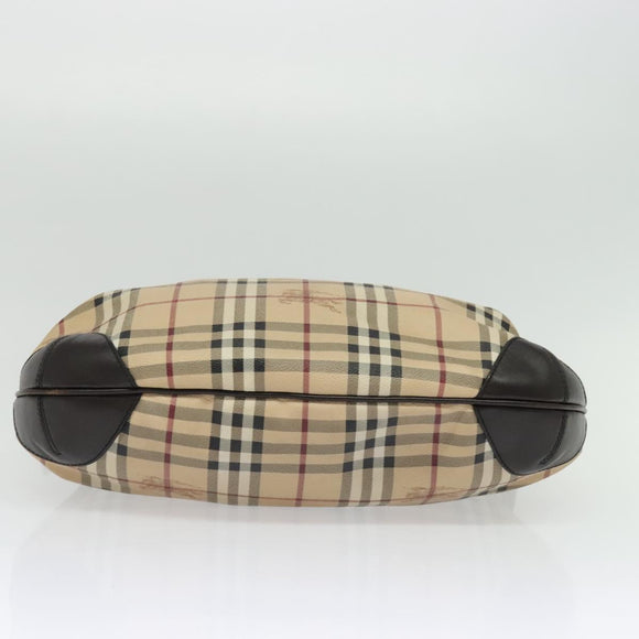 BURBERRY Nova Check Shoulder Bag PVC 2way Beige Gold Auth 140180