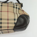 BURBERRY Nova Check Shoulder Bag PVC 2way Beige Gold Auth 140180-16