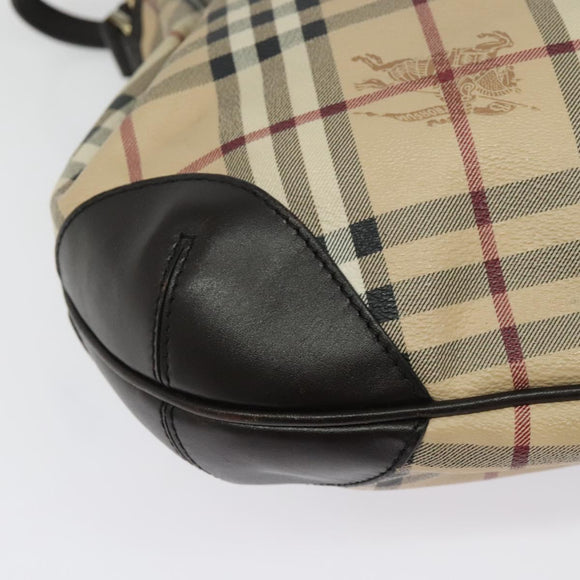 BURBERRY Nova Check Shoulder Bag PVC 2way Beige Gold Auth 140180