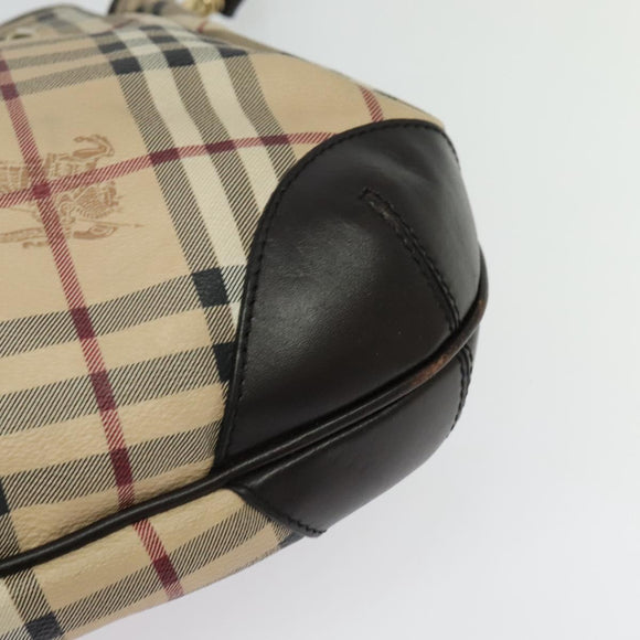 BURBERRY Nova Check Shoulder Bag PVC 2way Beige Gold Auth 140180