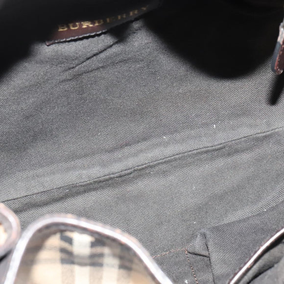 BURBERRY Nova Check Shoulder Bag PVC 2way Beige Gold Auth 140180