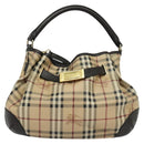 BURBERRY Nova Check Shoulder Bag PVC 2way Beige Gold Auth 140180-13