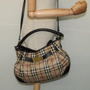 BURBERRY Nova Check Shoulder Bag PVC 2way Beige Gold Auth 140180-24