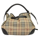 BURBERRY Nova Check Shoulder Bag PVC 2way Beige Gold Auth 140180-2