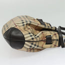 BURBERRY Nova Check Shoulder Bag PVC 2way Beige Gold Auth 140180-4