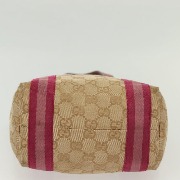 GUCCI GG Canvas Sherry Line Tote Bag Beige Gold Auth 140181