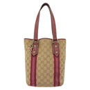 GUCCI GG Canvas Sherry Line Tote Bag Beige Gold Auth 140181-13