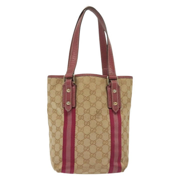 GUCCI GG Canvas Sherry Line Tote Bag Beige Gold Auth 140181 - 0