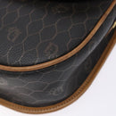 Christian Dior Honeycomb Canvas Shoulder Bag PVC Black Gold Auth 140185-10