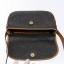 Christian Dior Honeycomb Canvas Shoulder Bag PVC Black Gold Auth 140185-15