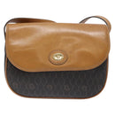 Christian Dior Honeycomb Canvas Shoulder Bag PVC Black Gold Auth 140185-2