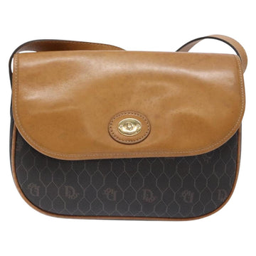 Christian Dior Honeycomb Canvas Shoulder Bag PVC Black Gold Auth 140185 - 0