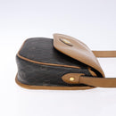 Christian Dior Honeycomb Canvas Shoulder Bag PVC Black Gold Auth 140185-4