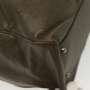 Salvatore Ferragamo Gancini Hand Bag Leather Khaki Silver Auth 140186-9