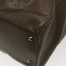 Salvatore Ferragamo Gancini Hand Bag Leather Khaki Silver Auth 140186-14