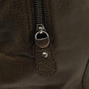 Salvatore Ferragamo Gancini Hand Bag Leather Khaki Silver Auth 140186-17