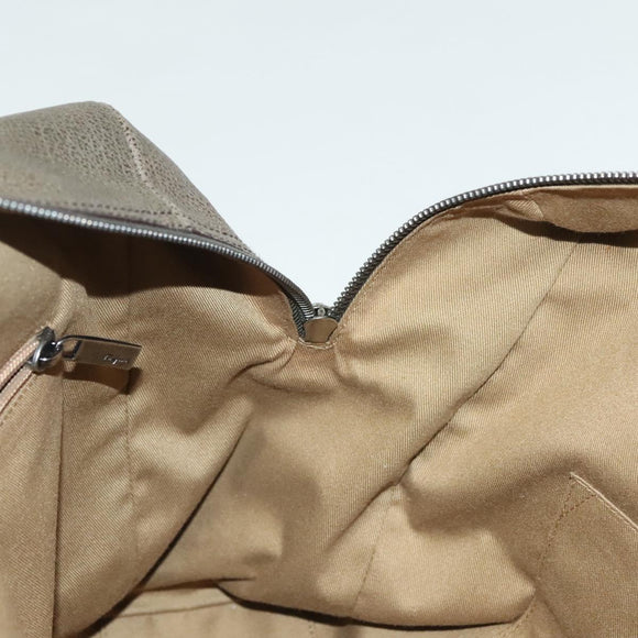 Salvatore Ferragamo Gancini Hand Bag Leather Khaki Silver Auth 140186