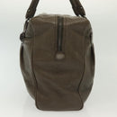 Salvatore Ferragamo Gancini Hand Bag Leather Khaki Silver Auth 140186-3