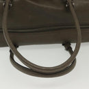Salvatore Ferragamo Gancini Hand Bag Leather Khaki Silver Auth 140186-7