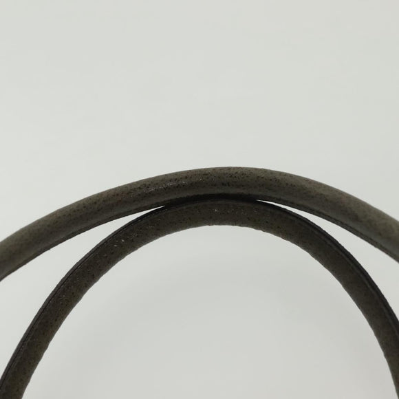 Salvatore Ferragamo Gancini Hand Bag Leather Khaki Silver Auth 140186