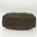 Salvatore Ferragamo Gancini Hand Bag Leather Khaki Silver Auth 140186-5