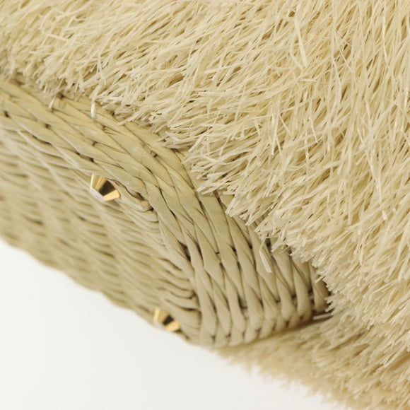 PRADA Hand Bag Raffia 2way Ivory Gold Auth 140191