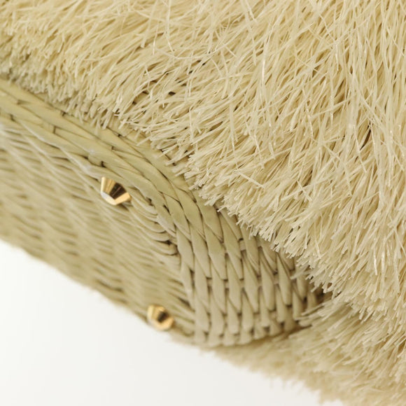 PRADA Hand Bag Raffia 2way Ivory Gold Auth 140191