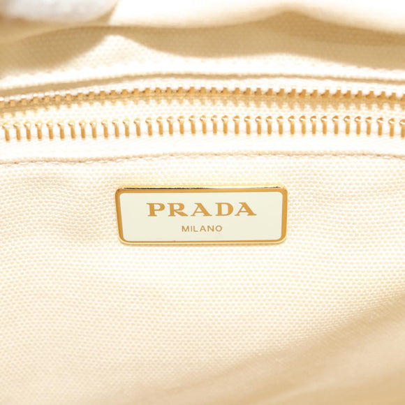 PRADA Hand Bag Raffia 2way Ivory Gold Auth 140191