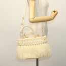 PRADA Hand Bag Raffia 2way Ivory Gold Auth 140191-24