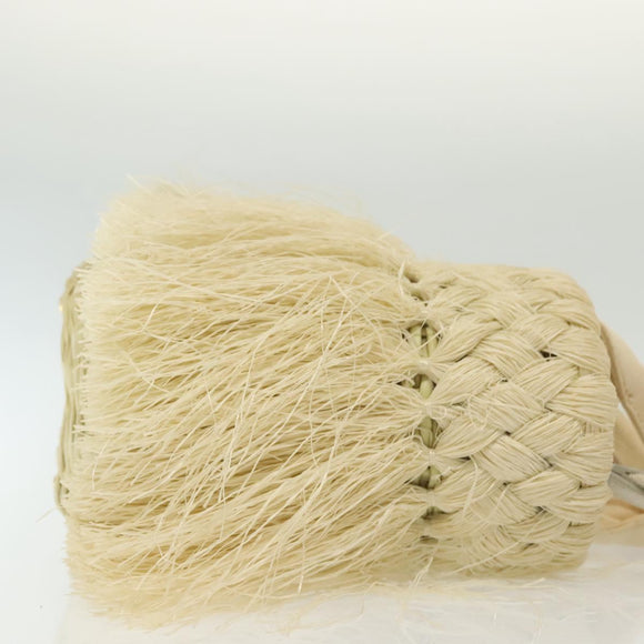 PRADA Hand Bag Raffia 2way Ivory Gold Auth 140191