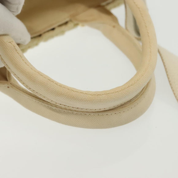 PRADA Hand Bag Raffia 2way Ivory Gold Auth 140191