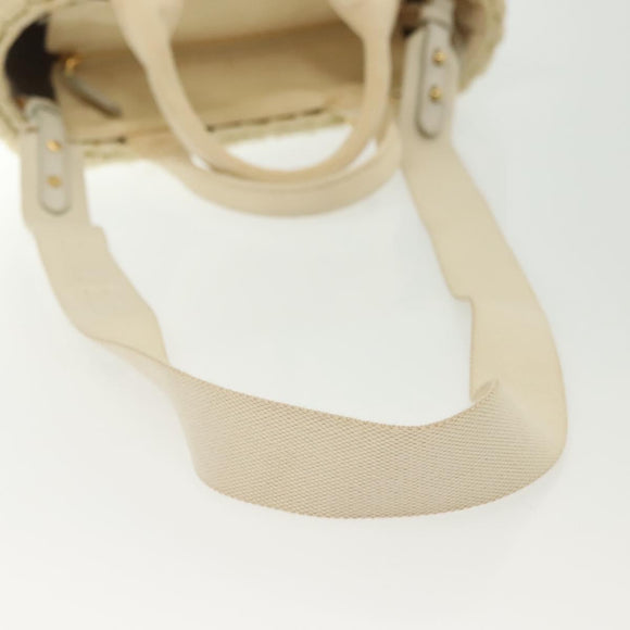 PRADA Hand Bag Raffia 2way Ivory Gold Auth 140191