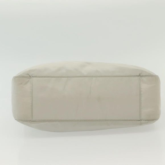 PRADA Shoulder Bag Nylon Ivory Silver Auth 140192