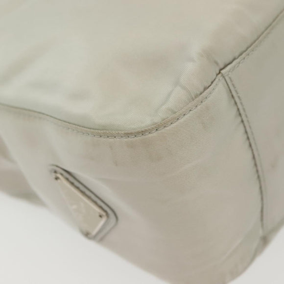 PRADA Shoulder Bag Nylon Ivory Silver Auth 140192