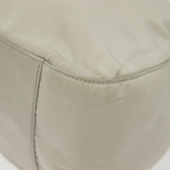 PRADA Shoulder Bag Nylon Ivory Silver Auth 140192