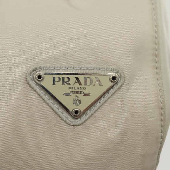 PRADA Shoulder Bag Nylon Ivory Silver Auth 140192