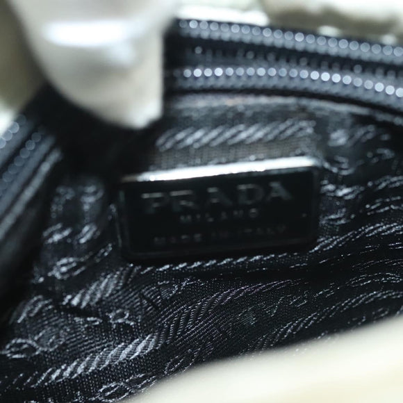 PRADA Shoulder Bag Nylon Ivory Silver Auth 140192